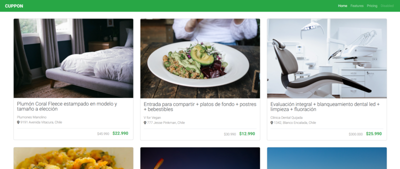 Previsualización de proyecto de web responsive de cupones
